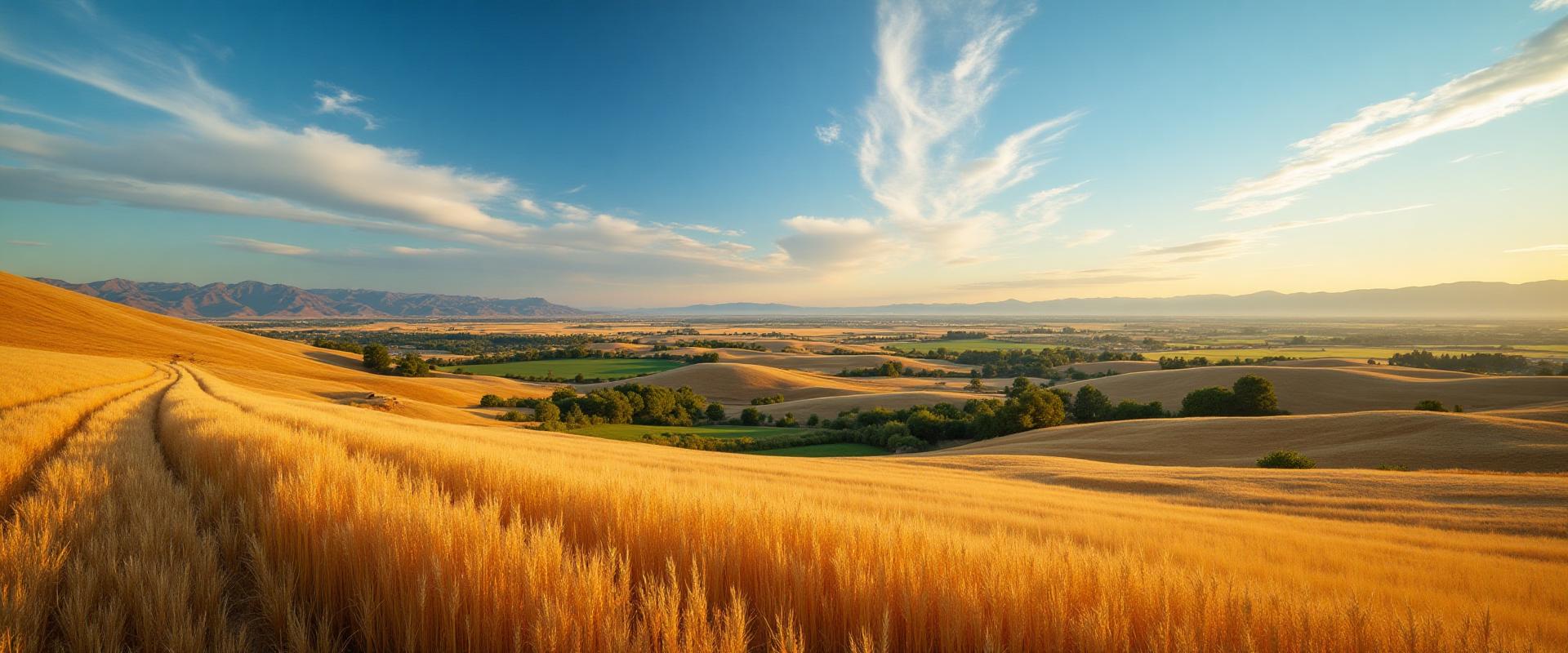 Rolling wheat fields and farmland in Tri-Cities Washington